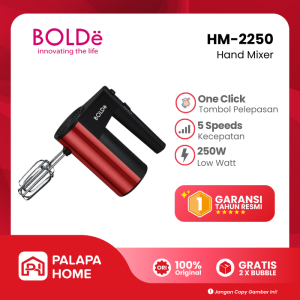 BOLDe Turbo Hand Mixer HM-2250 Low Watt | Mikser Tangan Pengaduk Adonan 5 Kecepatan