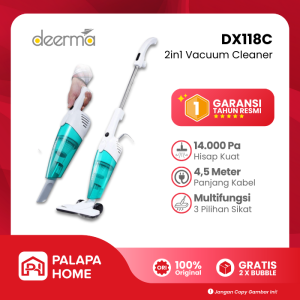 Deerma Vacuum Cleaner DX118C | Vacum Penyedot Debu Rumah Karpet Lantai Stick Handheld Derma