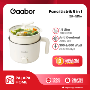 Gaabor Panci Listrik 1.5L Electric Slow Cooker Anti Lengket Penghangat Kuah Makanan Kukusan GR-N15A