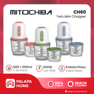 Mitochiba Chopper CH60 Gelas Kaca 0.5L | Coper Blender Bumbu Mpasi Bayi Mito CH60 Twin Chop 300 ml